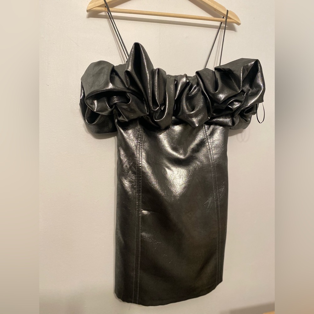 Zara Strapless Black Leather Dress